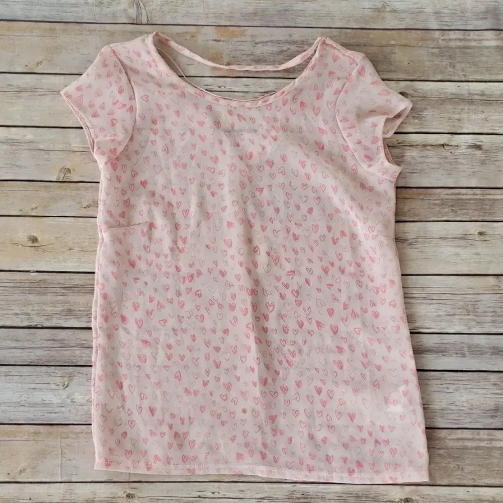 Zara sheer heart pattern shirt